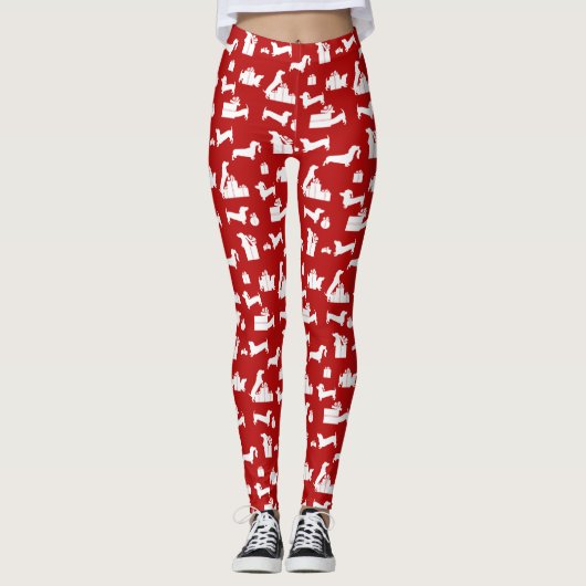 Dachshund Kerstmis Leggings (Voorkant)