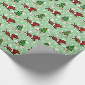 Dachshund Kerstmis loopt Cadeaupapier (Hoek)