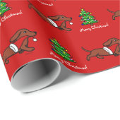 Dachshund Kerstmis loopt Cadeaupapier (Rol Hoek)