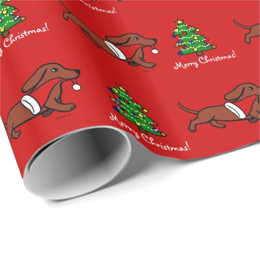 Dachshund Kerstmis loopt Cadeaupapier (Rol Hoek)