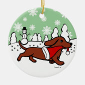 Dachshund Kerstmis loopt Keramisch Ornament (Voorkant)