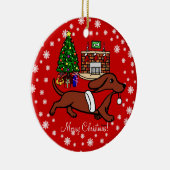 Dachshund Kerstmis loopt Keramisch Ornament (Rechts)