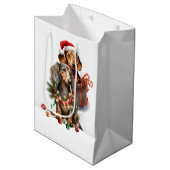 Dachshund Kerstmis Medium Cadeauzakje (Voorkant Gekanteld)