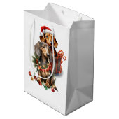 Dachshund Kerstmis Medium Cadeauzakje (Achterkant Gekanteld)