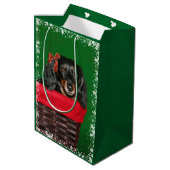 Dachshund Kerstmis Medium Cadeauzakje (Achterkant Gekanteld)