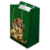 Dachshund Kerstmis Medium Cadeauzakje (Achterkant Gekanteld)