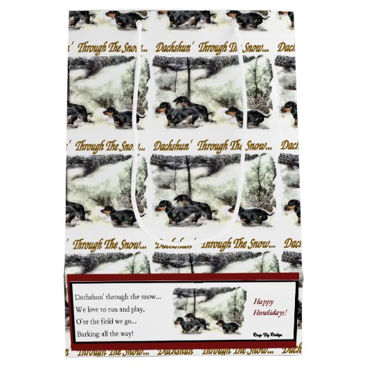 Dachshund Kerstmis Medium Cadeauzakje (Achterkant)