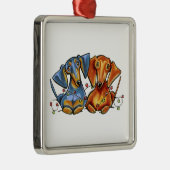 Dachshund Kerstmis Metalen Ornament (Rechts)