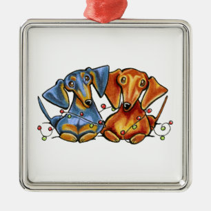 Dachshund Kerstmis Metalen Ornament