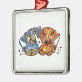 Dachshund Kerstmis Metalen Ornament (Links)