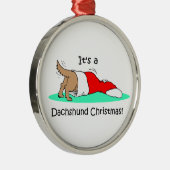 Dachshund Kerstmis Metalen Ornament (Rechts)