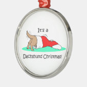 Dachshund Kerstmis Metalen Ornament (Links)