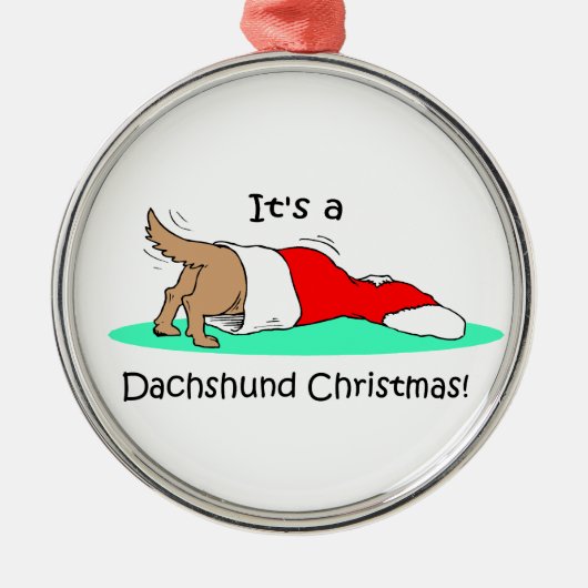 Dachshund Kerstmis Metalen Ornament (Voorkant)