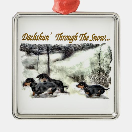 Dachshund Kerstmis Metalen Ornament (Voorkant)