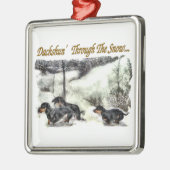 Dachshund Kerstmis Metalen Ornament (Links)
