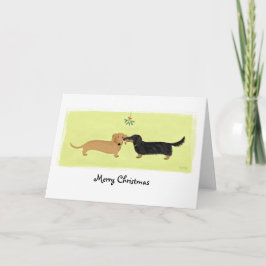 Dachshund Kerstmis Mistletoe Kiss Love Dogs Xmas Feestdagen Kaart