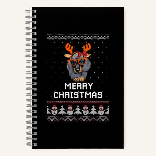 Dachshund Kerstmis Notitieboek (Voorkant)