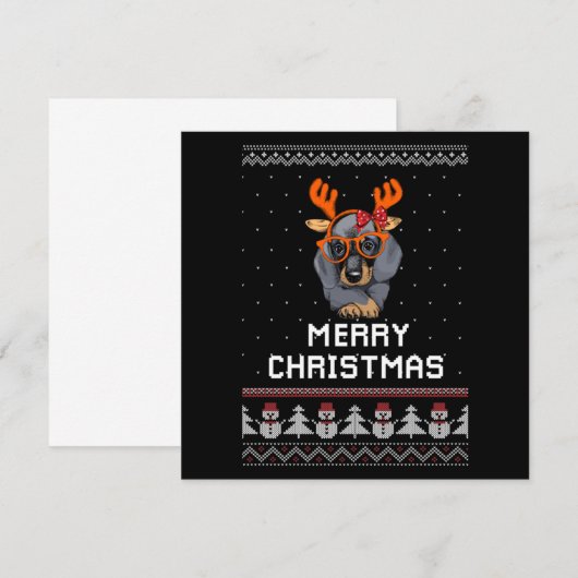 Dachshund Kerstmis Notitiekaartje (Voorkant / Achterkant)