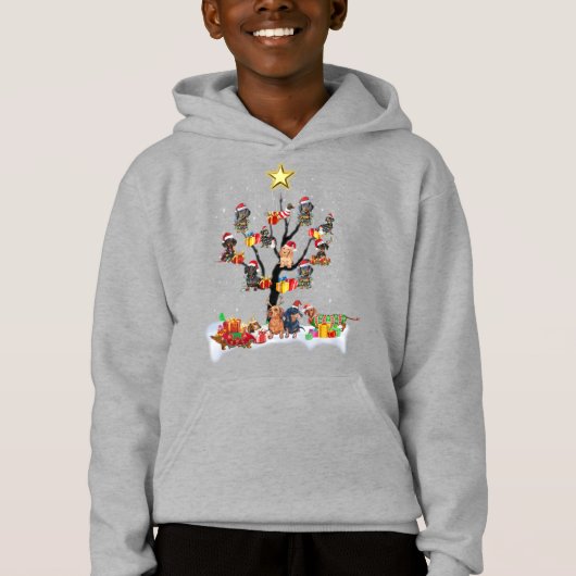Dachshund Kerstmis op Shirt met bomen (Voorkant)