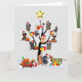 Dachshund Kerstmis op Shirt met bomen Kaart (Voorkant)