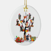 Dachshund Kerstmis op Shirt met bomen Keramisch Ornament (Rechts)