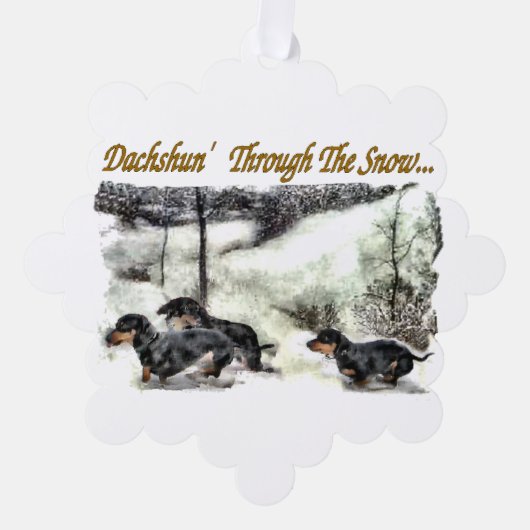 Dachshund Kerstmis Ornament Kaart (Voorkant)