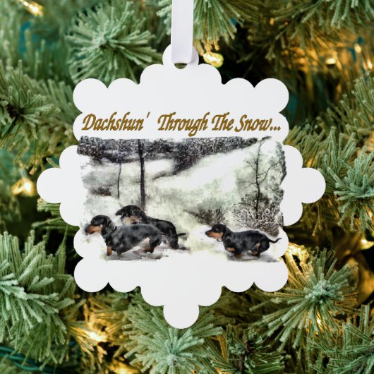 Dachshund Kerstmis Ornament Kaart (Insitu (Drie))