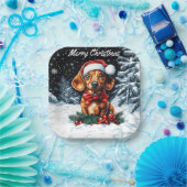 Dachshund Kerstmis Papieren Bordje (Feest)
