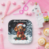 Dachshund Kerstmis Papieren Bordje (Feest)
