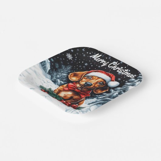 Dachshund Kerstmis Papieren Bordje (Gebogen)