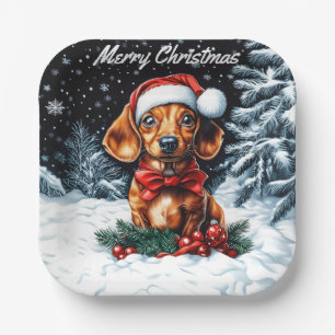 Dachshund Kerstmis Papieren Bordje