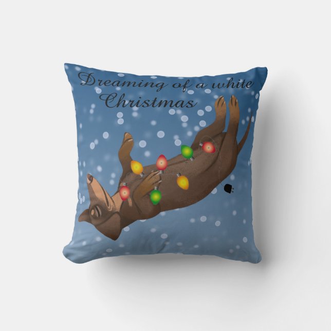 Dachshund Kerstmis Pillow Holiday Wiener Dog Kussen (Voorkant)