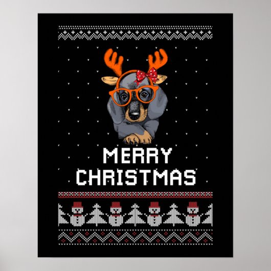 Dachshund Kerstmis Poster (Voorkant)