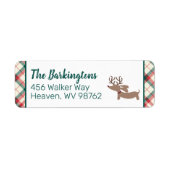 Dachshund Kerstmis Preppy Plaid Doxie Etiket (Voorkant)