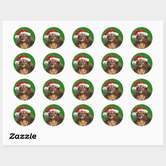 Dachshund Kerstmis Ronde Sticker (Vel)