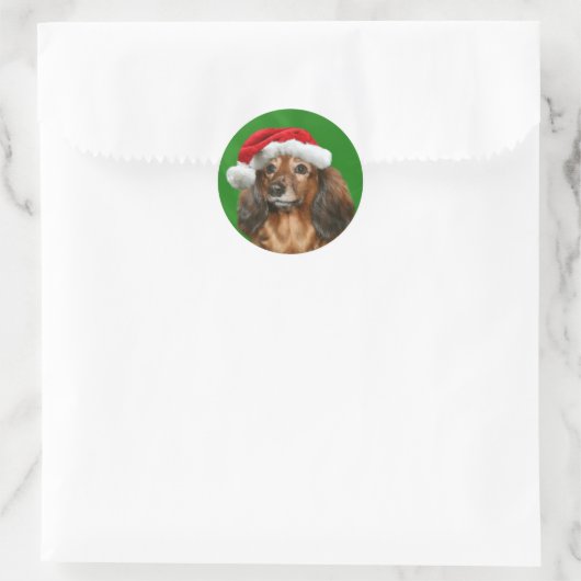 Dachshund Kerstmis Ronde Sticker (Tas)