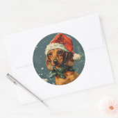 Dachshund Kerstmis Ronde Sticker (Envelop)