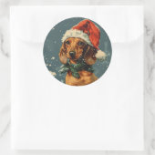 Dachshund Kerstmis Ronde Sticker (Tas)