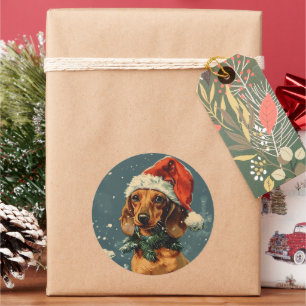 Dachshund Kerstmis Ronde Sticker