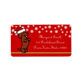 Dachshund Kerstmis Santa Hat Labels