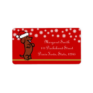 Dachshund Kerstmis Santa Hat Labels