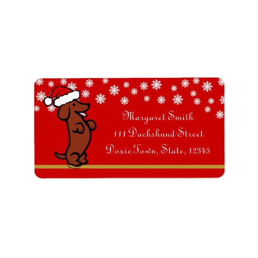 Dachshund Kerstmis Santa Hat Labels (Voorkant)