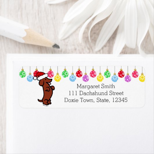 Dachshund Kerstmis Santa Hat Labels (Insitu)