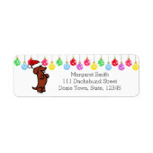 Dachshund Kerstmis Santa Hat Labels (Voorkant)