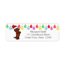 Dachshund Kerstmis Santa Hat Labels