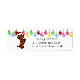 Dachshund Kerstmis Santa Hat Labels