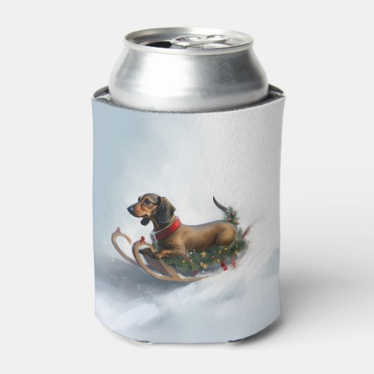 Dachshund Kerstmis sneeuw winter Blikjeskoeler (Blikje Voorkant)