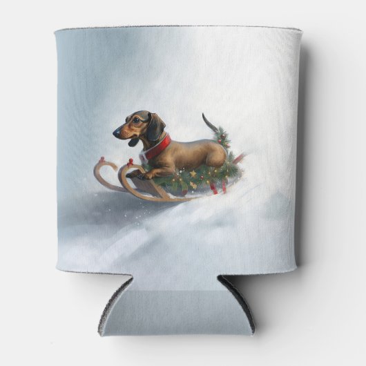 Dachshund Kerstmis sneeuw winter Blikjeskoeler (Voorkant)