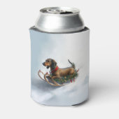 Dachshund Kerstmis sneeuw winter Blikjeskoeler (Blikje Achterkant)