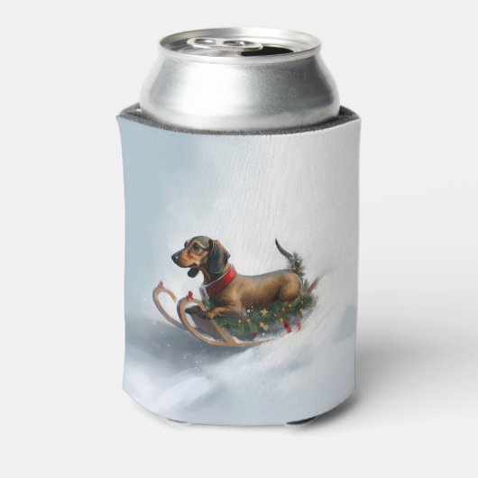 Dachshund Kerstmis sneeuw winter Blikjeskoeler (Blikje Achterkant)